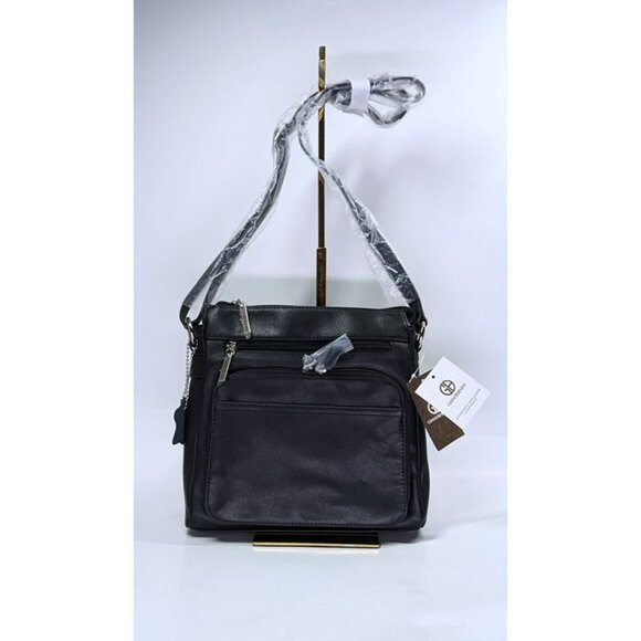 Giani Bernini Women's Black Nappa Leather Front Zip Crossbody (MSRP $130) - Picture 4 of 10